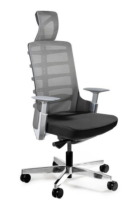 Moderner schwarz weiß Bürostuhl mit verstellbarer Rückenlehne für  Lendenwirbel UNIQUE SPINELLY weißes Naturleder - Bürostuhl ergonomisch!